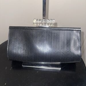 Steve Madden Black Clear Lucite Closure Silver Chain Shoulder Bag Clutch
